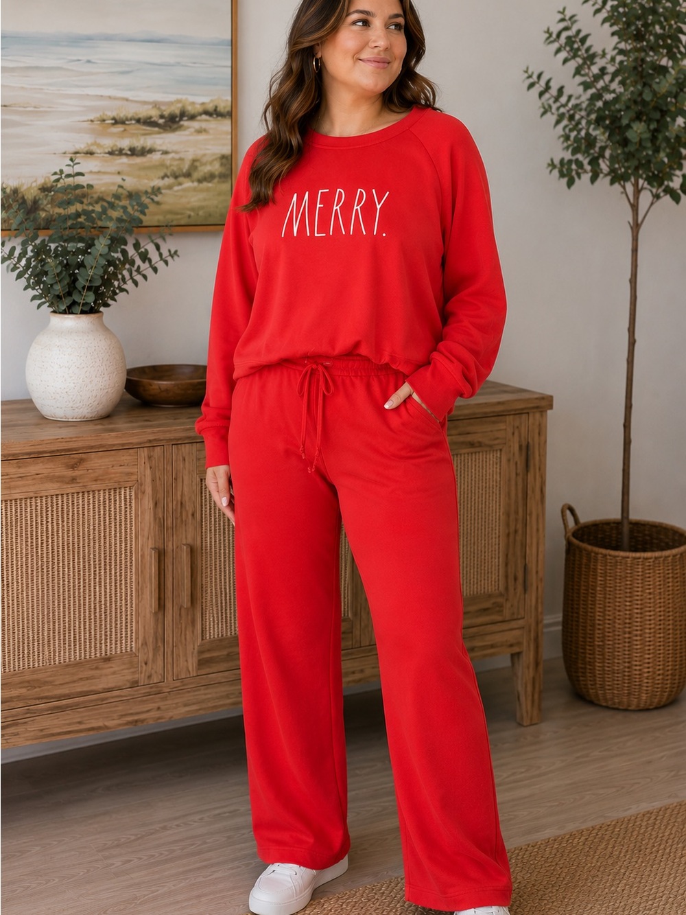 Rae Dunn Red 'MERRY.' Lounge Set